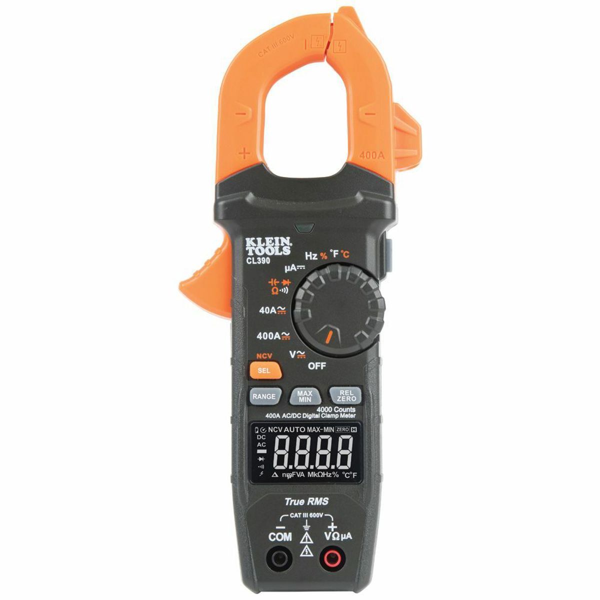 Klein Tools CL390 AC/DC Digital Clamp Meter, Auto-Ranging 400 Amp