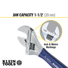 Klein Tools D509-8 Adjustable Wrench Extra Wide Jaw 8-Inch