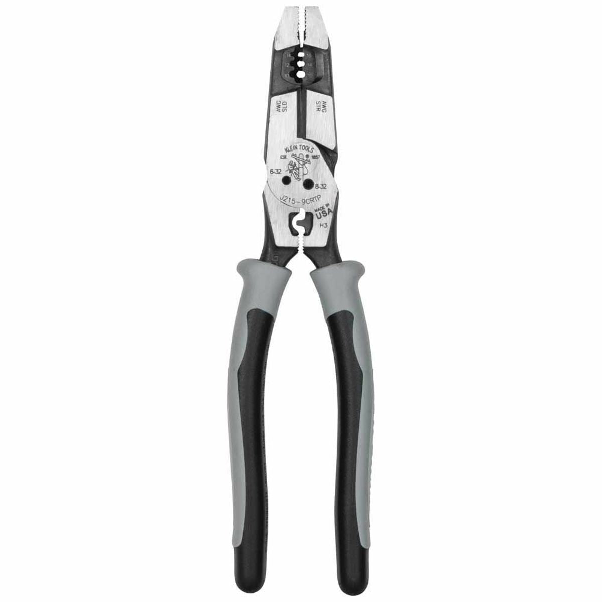 Klein Tools J2159CRTP Hybrid Pliers with Crimper, Fish Tape Puller, and Wire Stripper