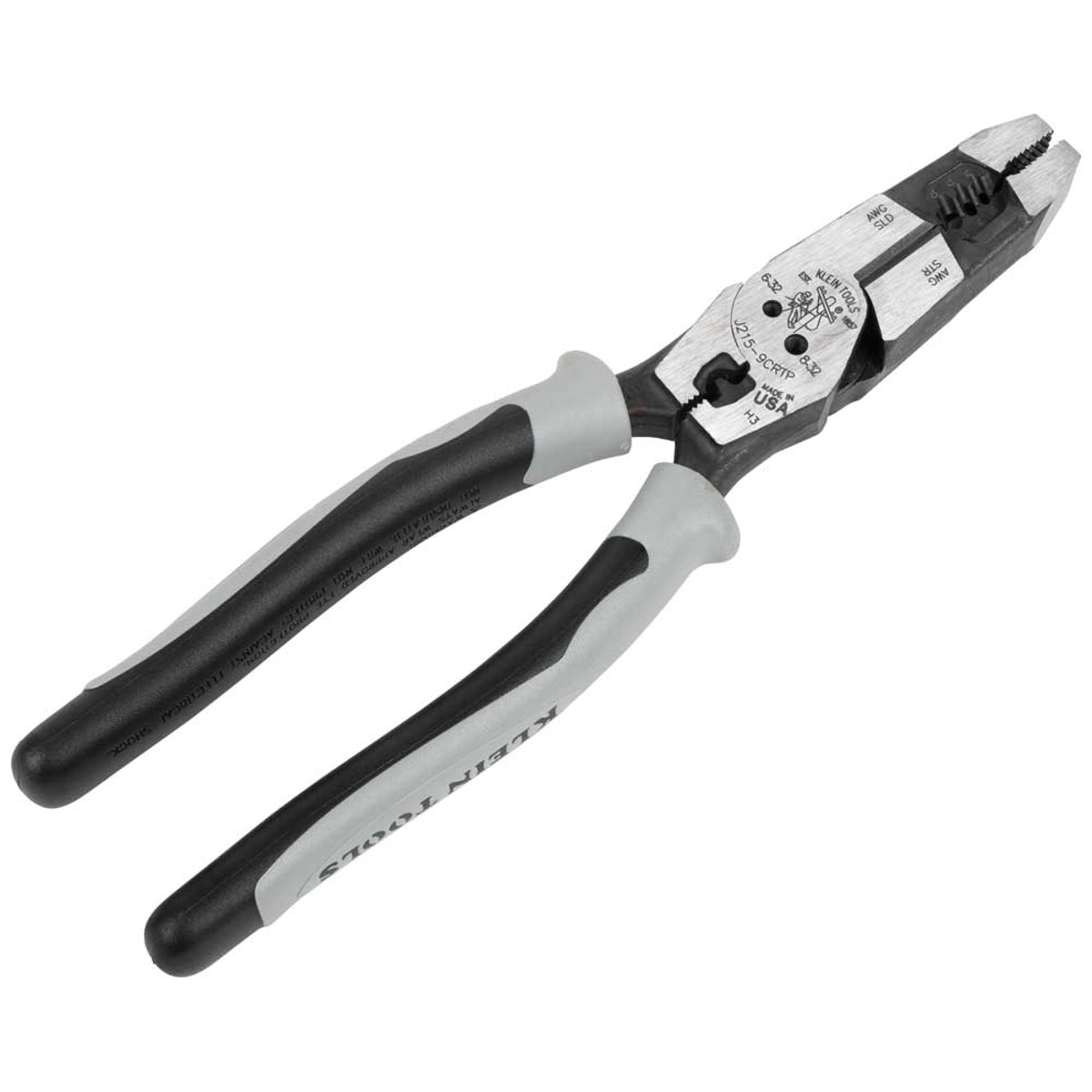 Klein Tools J2159CRTP Hybrid Pliers with Crimper, Fish Tape Puller, and Wire Stripper