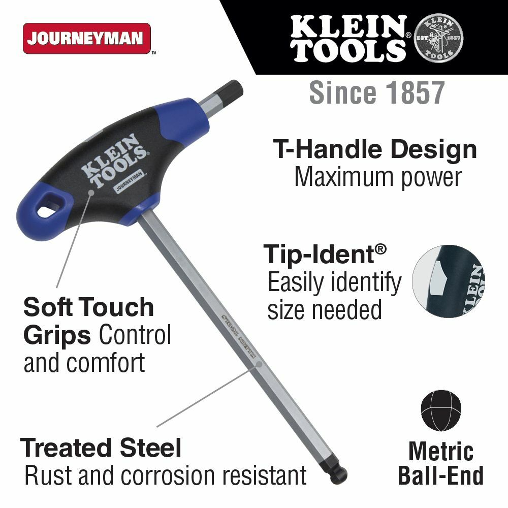 Klein JTH68MB 6-Inch Metric Ball End T-Handle Set 8-Piece