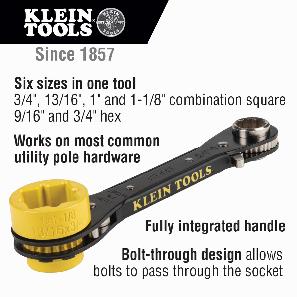 Klein KT155T 5-in-1 Lineman's Wrench 9 3/8 Inch Replacement MPN