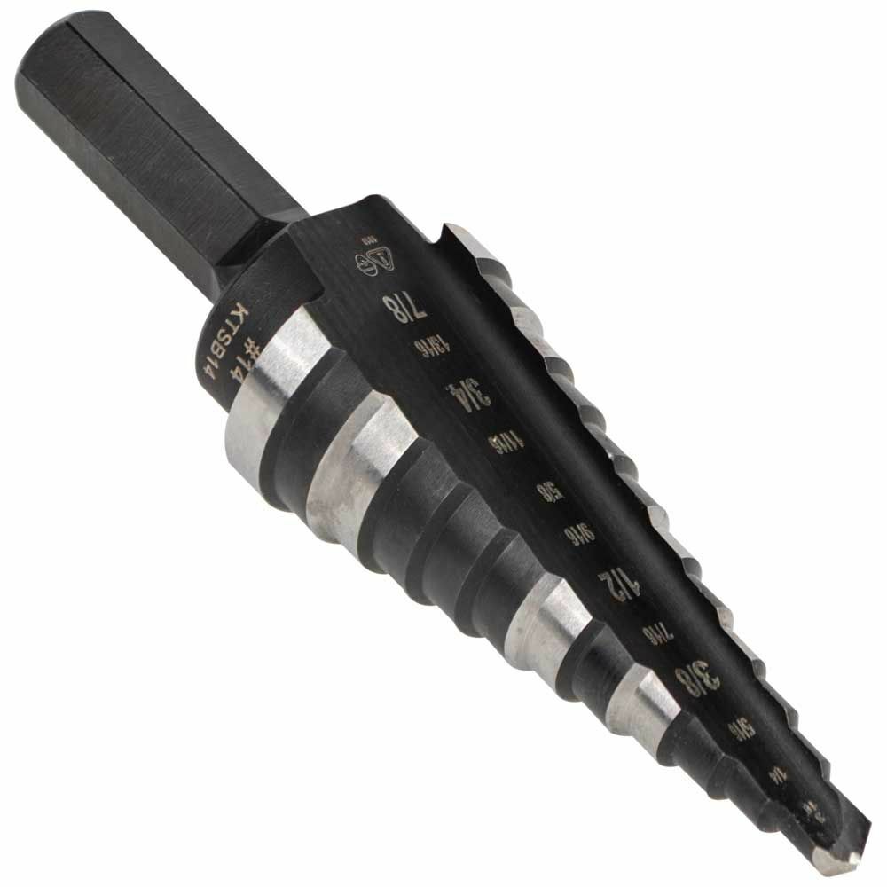 Klein Tools KTSB14 Step Drill Bit #14 Double-Fluted 3/16 to 7/8 Inch