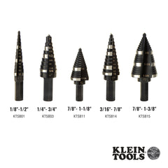 Klein Tools KTSB14 Step Drill Bit #14 Double-Fluted 3/16 to 7/8-Inch