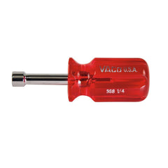 Klein Tools SS8 Stubby Nutdriver 1/4 Inch Hollow Round Shank Red Handle