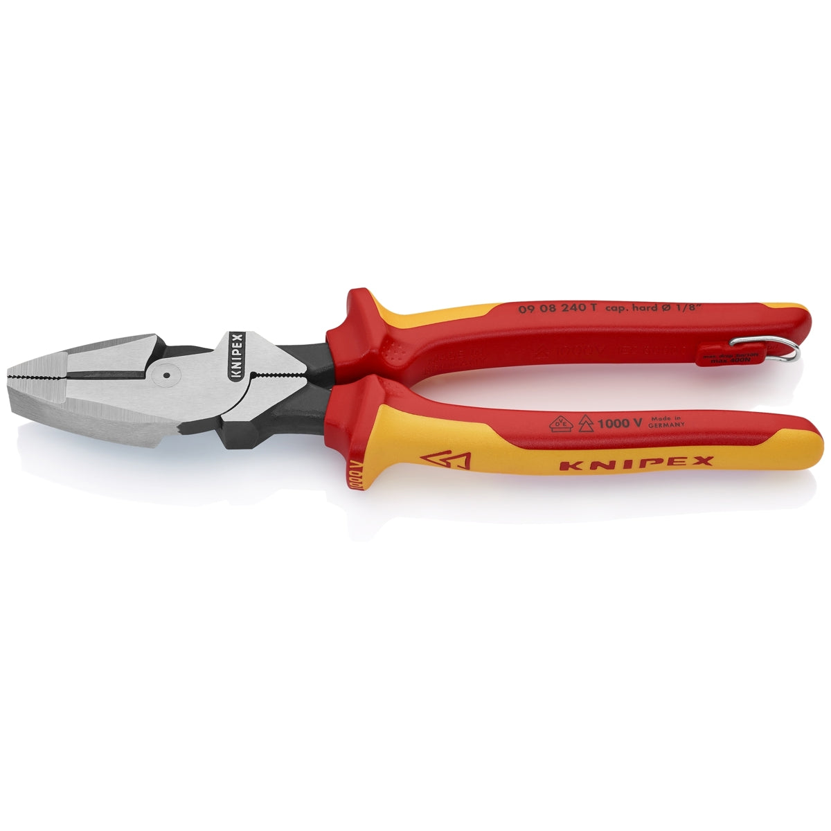 KNIPEX 0908240SBA High Leverage Lineman's Pliers New England Head-1000V Insulated (9 1/2 in.)