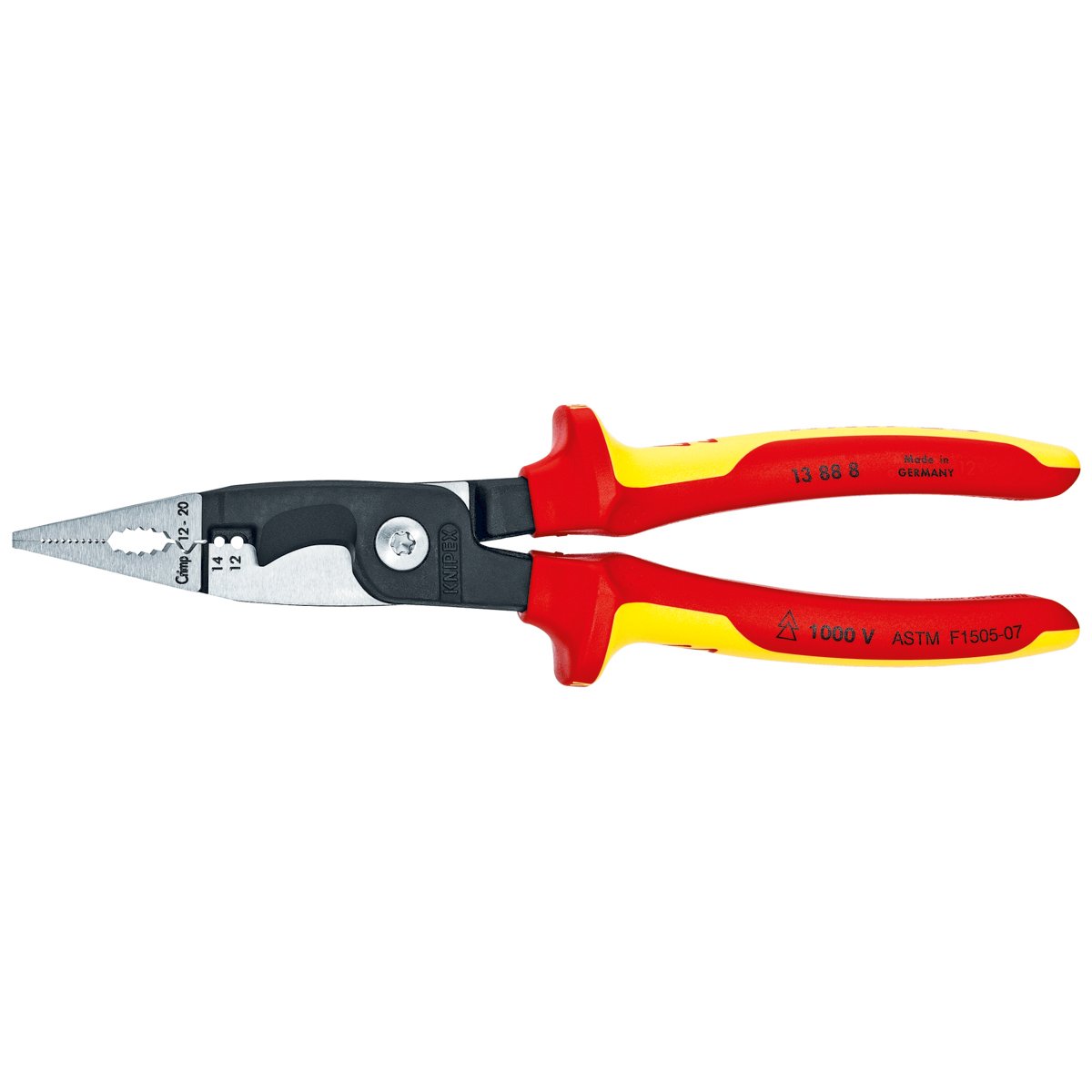 KNIPEX 13888US 6-in-1 Electrical Installation Pliers 1000V Insulated 8.25 Inch