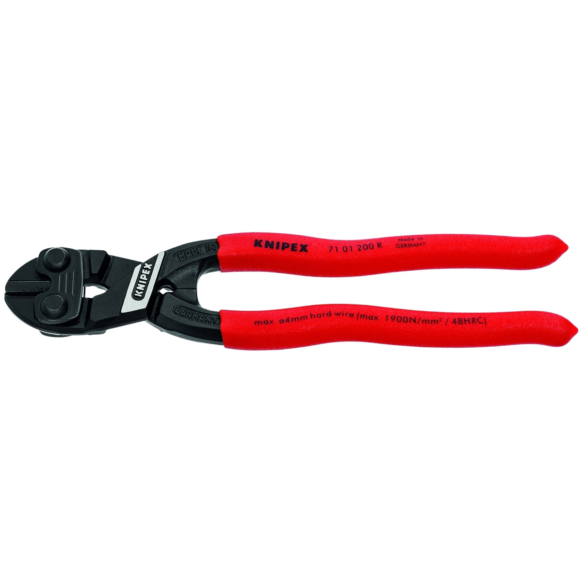 KNIPEX 7101200RSBA CoBolt High Leverage Compact Bolt Cutters-Fencing, 8 in., Plastic Coating