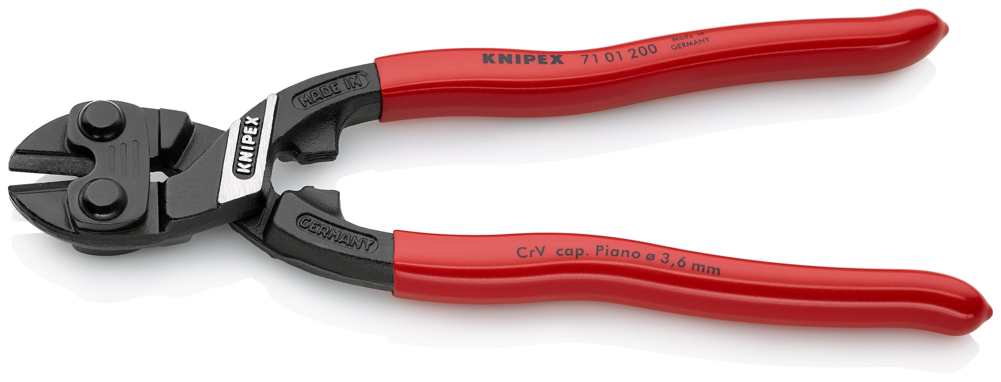 KNIPEX 7101200SBA CoBolt High Leverage Compact Bolt Cutters, 8 in., Plastic Coating