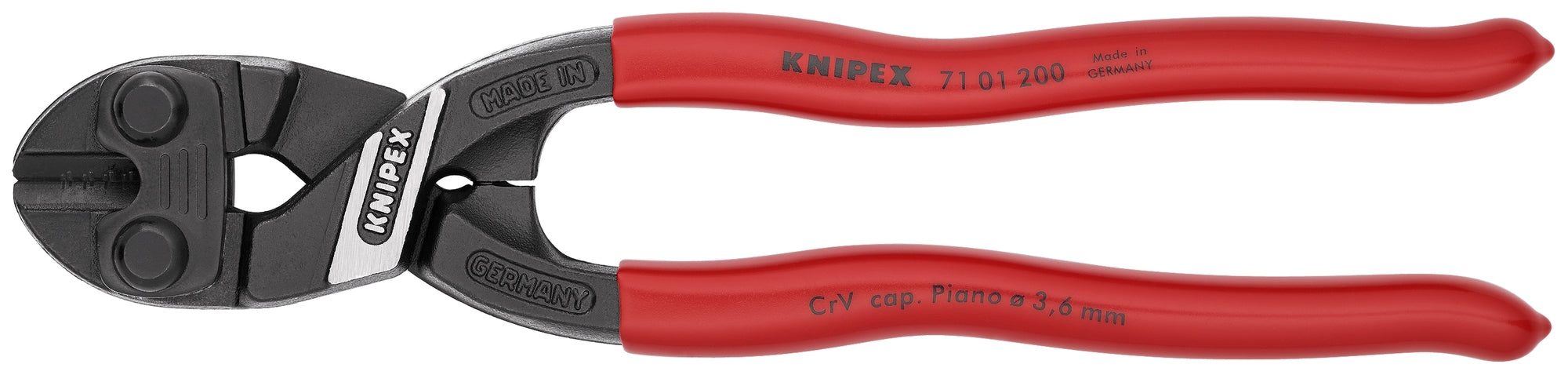 KNIPEX 7101200SBA CoBolt High Leverage Compact Bolt Cutters, 8 in., Plastic Coating