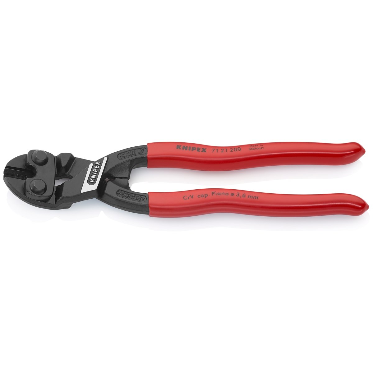 KNIPEX 7121200 CoBolt High Leverage 20° Angled Compact Bolt Cutters 8 in. Plastic Coating Bulk