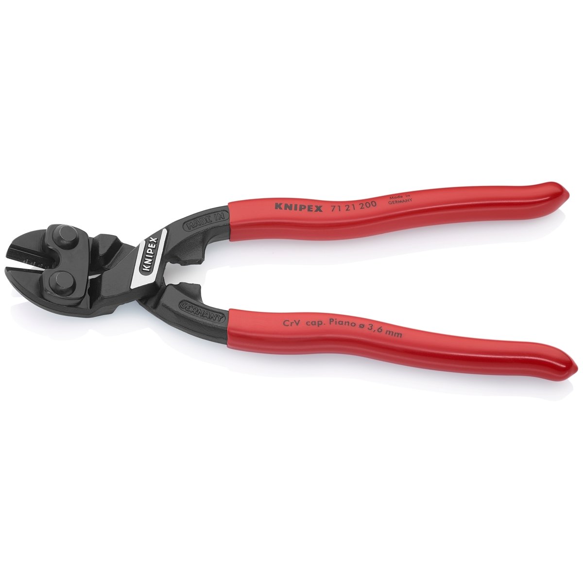 KNIPEX 7121200 CoBolt High Leverage 20° Angled Compact Bolt Cutters 8 in. Plastic Coating Bulk