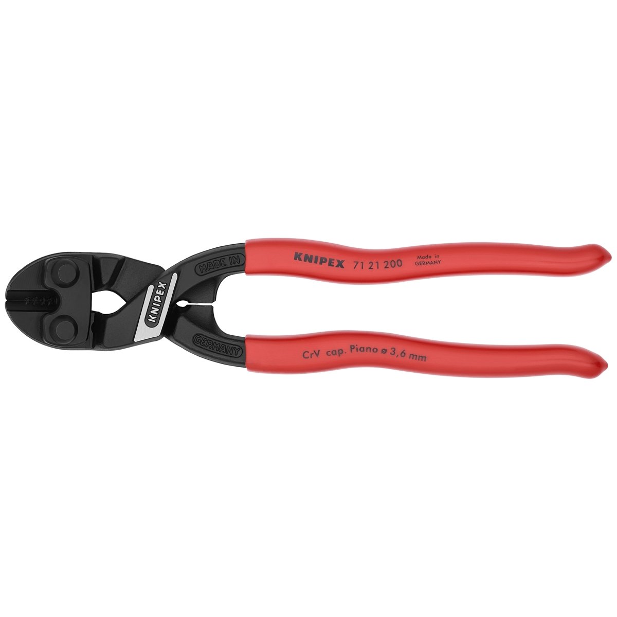 KNIPEX 7121200 CoBolt High Leverage 20° Angled Compact Bolt Cutters 8 in. Plastic Coating Bulk