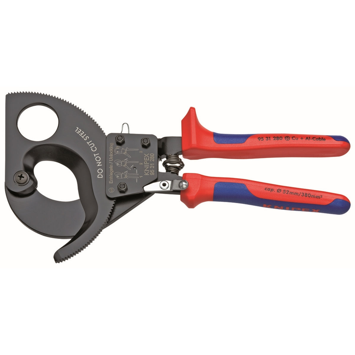 KNIPEX 9531280SBA Ratcheting Cable Cutters, 11 in., Multi-Component