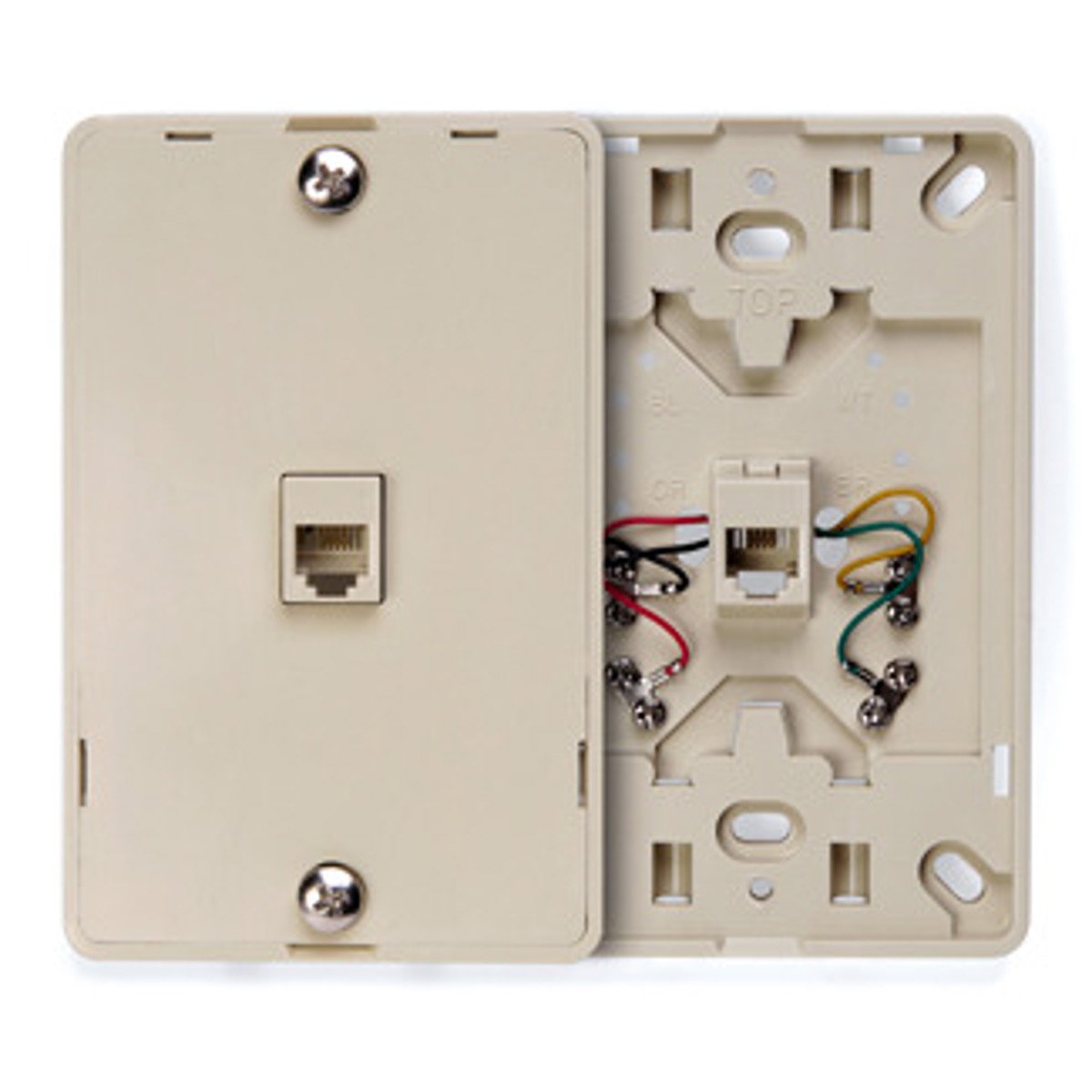 Leviton 40214-I JACK WALL TEL 6P4C SCREW TERMINAL IVORY