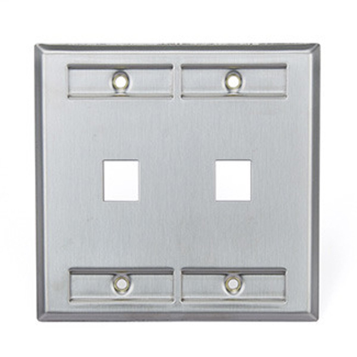 Leviton 43080-2L2 QuickPort Wallplate Dual Gang 2-Port Stainless Steel with Designation Window