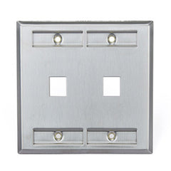 Leviton 43080-2L2 QuickPort Wallplate Dual Gang 2-Port Stainless Steel with Designation Window