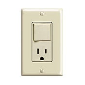 Leviton 5245-W 120 Volt 15 Amp NEMA 5-15R 3-Way White Thermoplastic Grounding Duplex AC Combination Switch