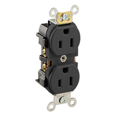 Leviton 5252-E 15 Amp 125 Volt NEMA 5-15R 2-Pole 3 Wire Industrial Series Heavy Duty Specification Grade Black Duplex Receptacle