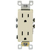 Leviton 5325-SW 15 Amp, 125 Volt, Decora Duplex Receptacle, Residential Grade, Self Grounding, White