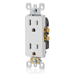 Leviton 5325-SW 15 Amp, 125 Volt, Decora Duplex Receptacle, Residential Grade, Self Grounding, White