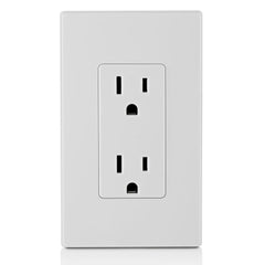 Leviton 5325-SW 15 Amp, 125 Volt, Decora Duplex Receptacle, Residential Grade, Self Grounding, White