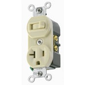 Leviton 5335-I Combination Duplex Style Combination Single Pole Switch/Receptacle 20 Amp 120 Volt