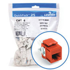 Leviton 61110-BO6 eXtreme CAT6 QuickPort Jack QuickPack, 25-Pack, Orange