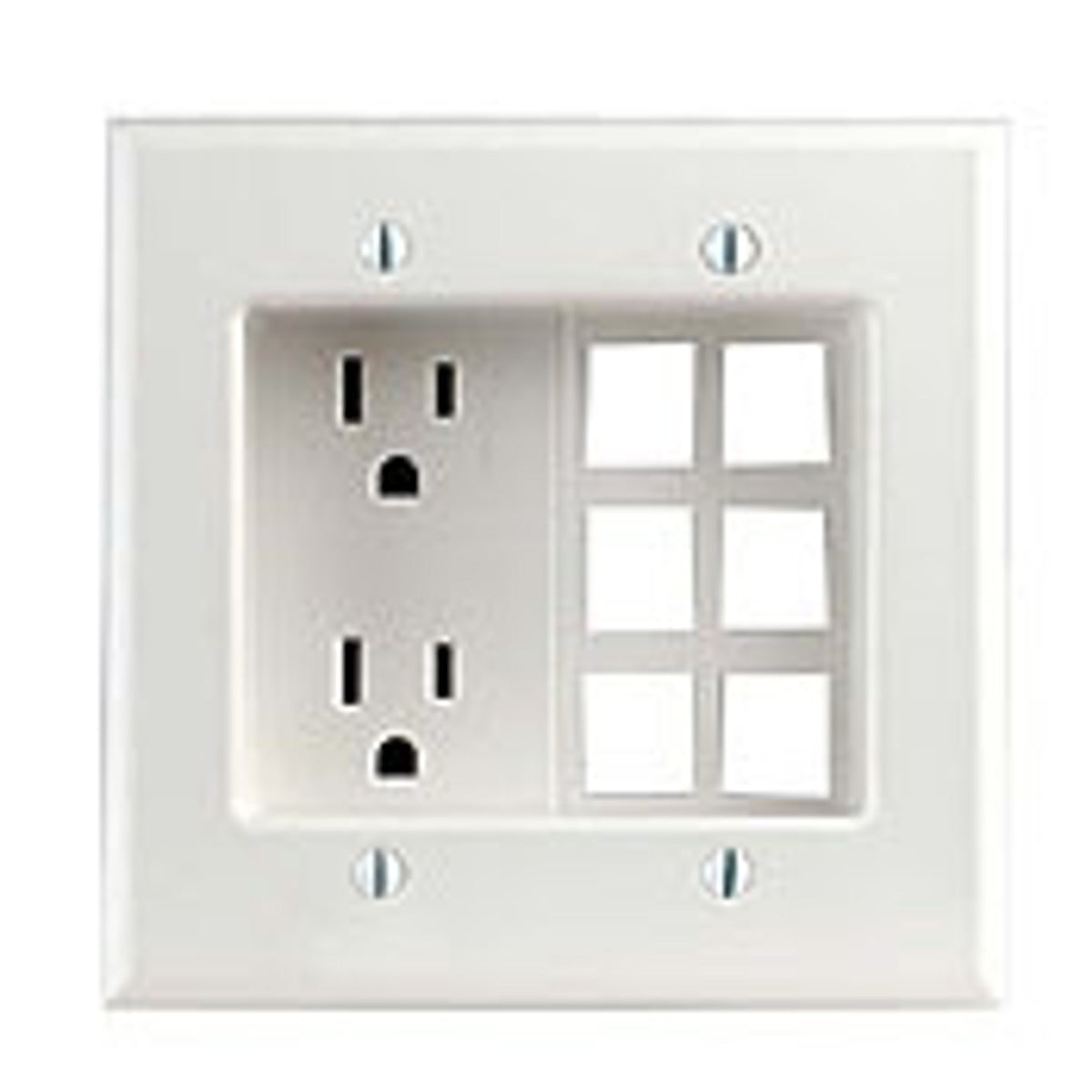 Leviton 690-W 15 Amp 2-Gang Recessed Device with Duplex Receptacle and QuickPort Plate