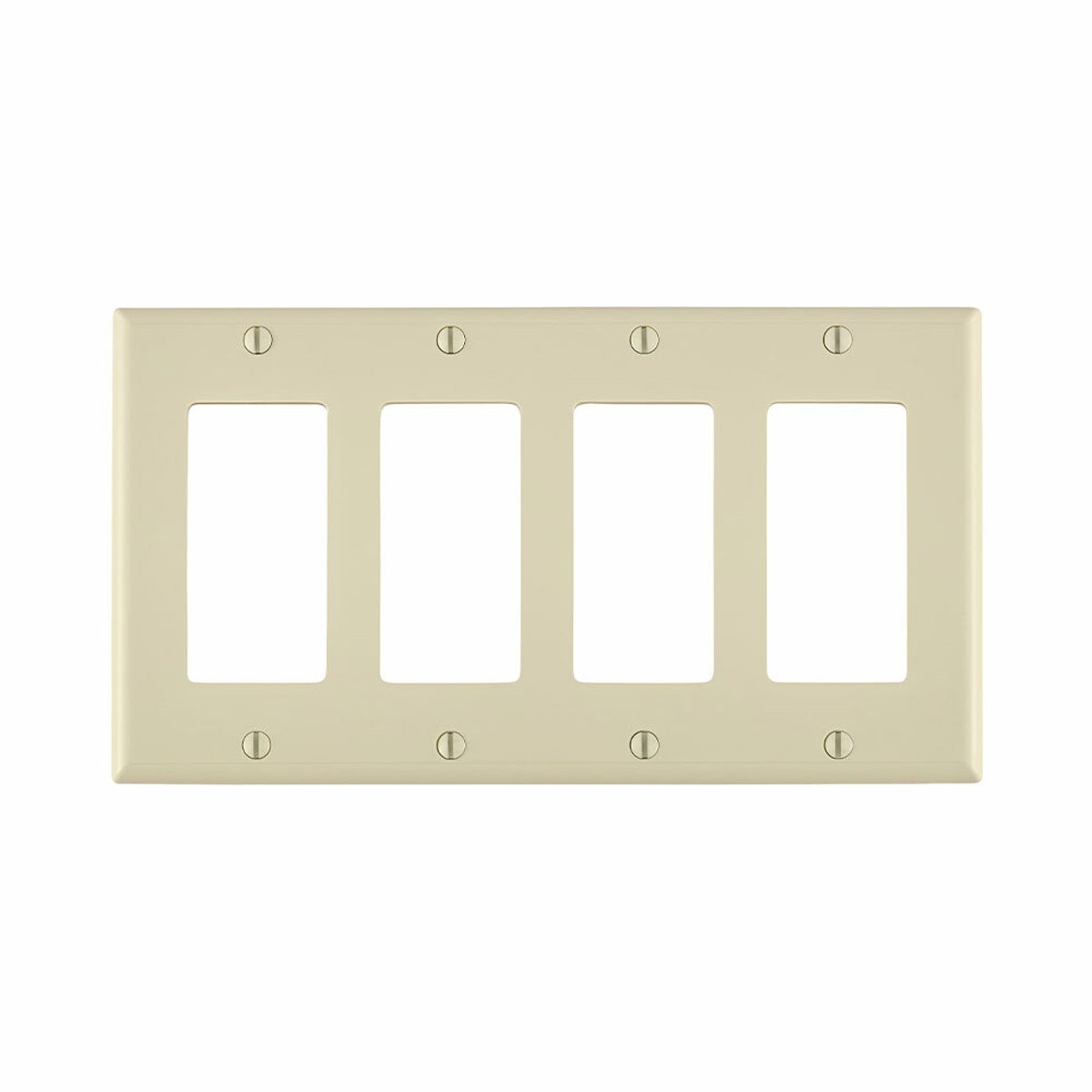 Leviton 80412-NT 4-Gang Decora/GFCI Device Wallplate Standard Size Thermoplastic Nylon Light Almond