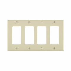 Leviton 80412-NT 4-Gang Decora/GFCI Device Wallplate Standard Size Thermoplastic Nylon Light Almond