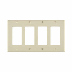 Leviton 80412-T Decora 4-Gang Standard Size Wallplate Thermoset Light Almond