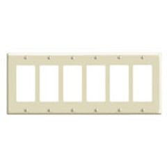 Leviton 80436-W 6-Gang Decora Wallplate Standard Size Thermoset White