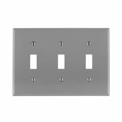 Leviton 80711-GY 3-Gang Toggle Device Switch Wallplate Standard Size