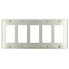 Leviton 84423-40 Decora Faceplate Unloaded Five Gang Stainless Steel