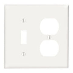 Leviton 88005 2-Gang Combination Toggle Switch / Duplex Receptacle Wallplate, Standard Size