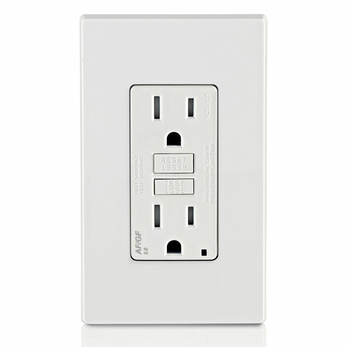 Leviton AGTR1-W AFCI/GFCI Receptacle, 15 Amp, 125 VAC, Dual Function, Tamper Resistant