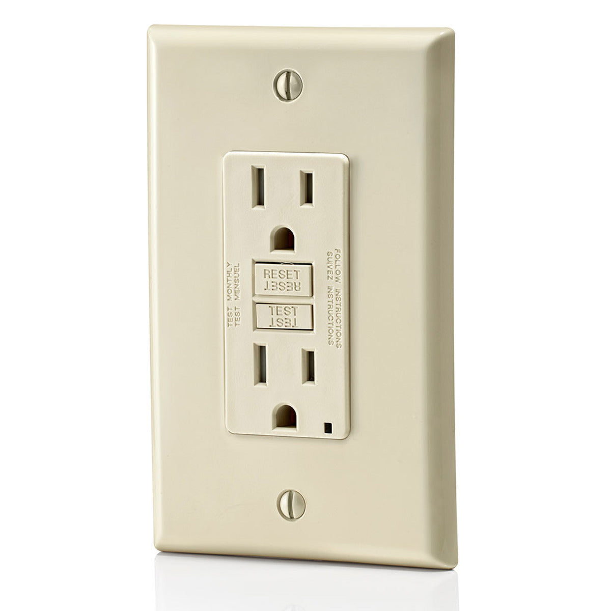 Leviton GFNT1-MT Self-Test Non-Tamper Resistant, GFCI Receptacle, Nema 5-15R 15A-125V @ Receptacle, 20A-125V Feed-Through