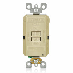 Leviton GFRBF-I GFCI Dead Front Receptacle, Self-Test, 125 VAC, 20 Amp, 2 Poles, Ivory