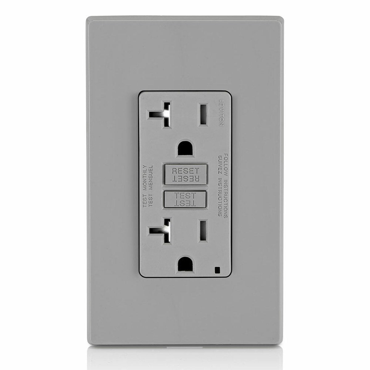 Leviton GFTR2-GY SmartlockPro Self-Test GFCI Receptacle 20A-125V Gray