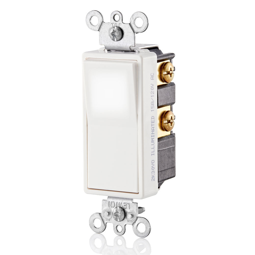 Leviton L56142W 4-Way AC Quiet Rocker Switch, 120/277 VAC, 15 Amp