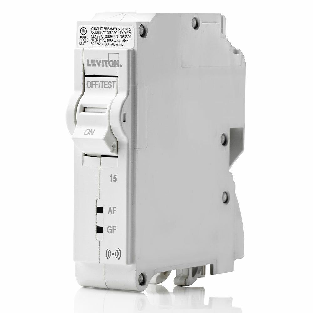 Leviton LB115-DS Smart Branch Circuit Breaker, AFCI/GFCI 1-Pole 15A 120V 10KA Interrupt