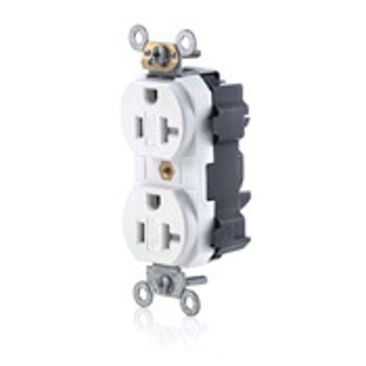 Leviton MT563-SW 20-Amp, 125-Volt, Narrow Body Duplex Receptacle, Fed Spec Commercial Grade