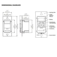 Leviton ODS10-IDG Decora Occupancy Sensor 180 Degree 2100 sq-ft Coverage