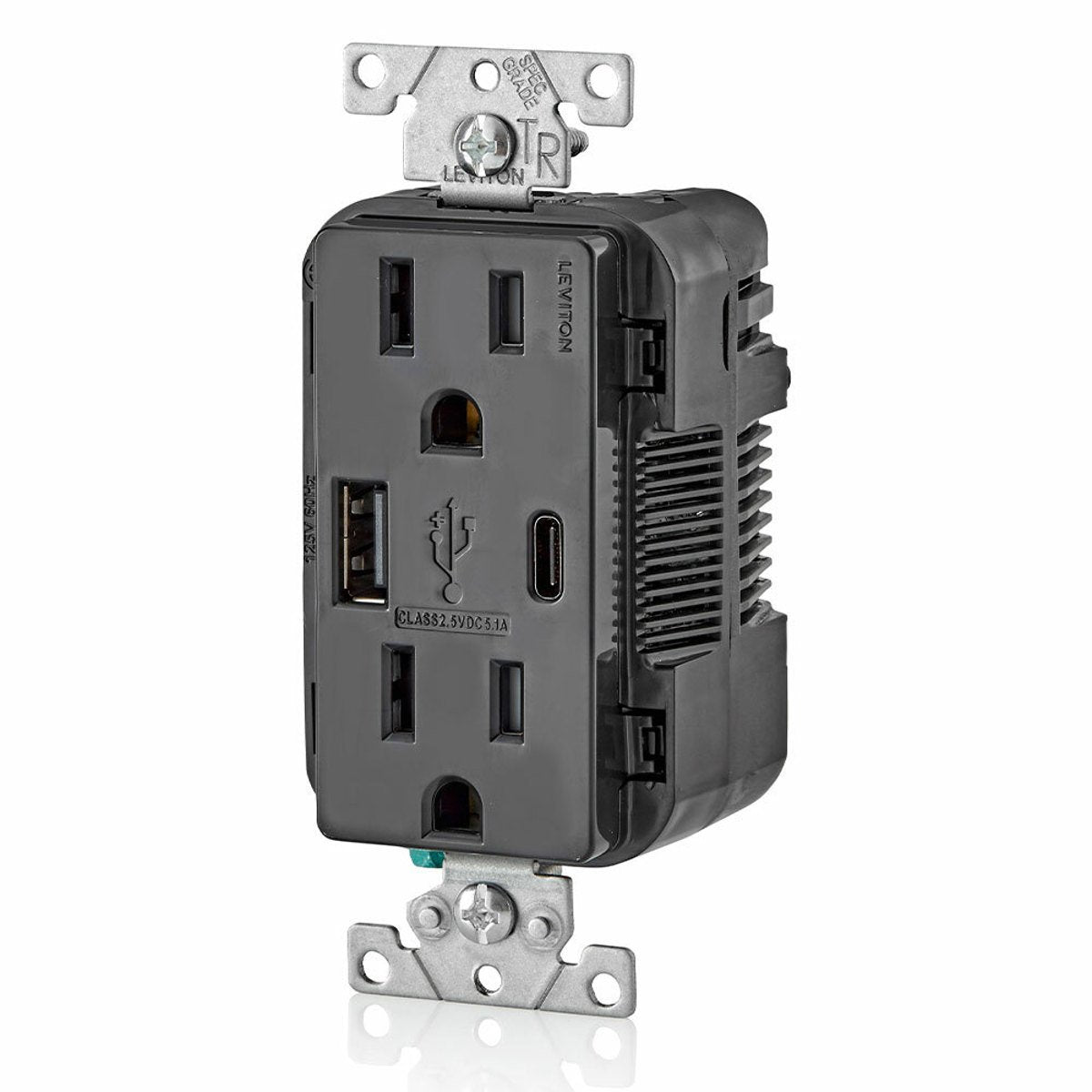 Leviton T5633-E Combination USB Charger/Duplex Receptacle, 15A, 125V