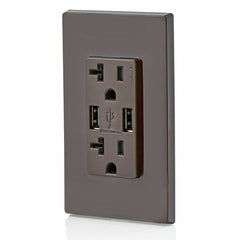 Leviton T5832-B Combination Duplex Receptacle/Outlet and USB Charger 20 Amp 125 Volt