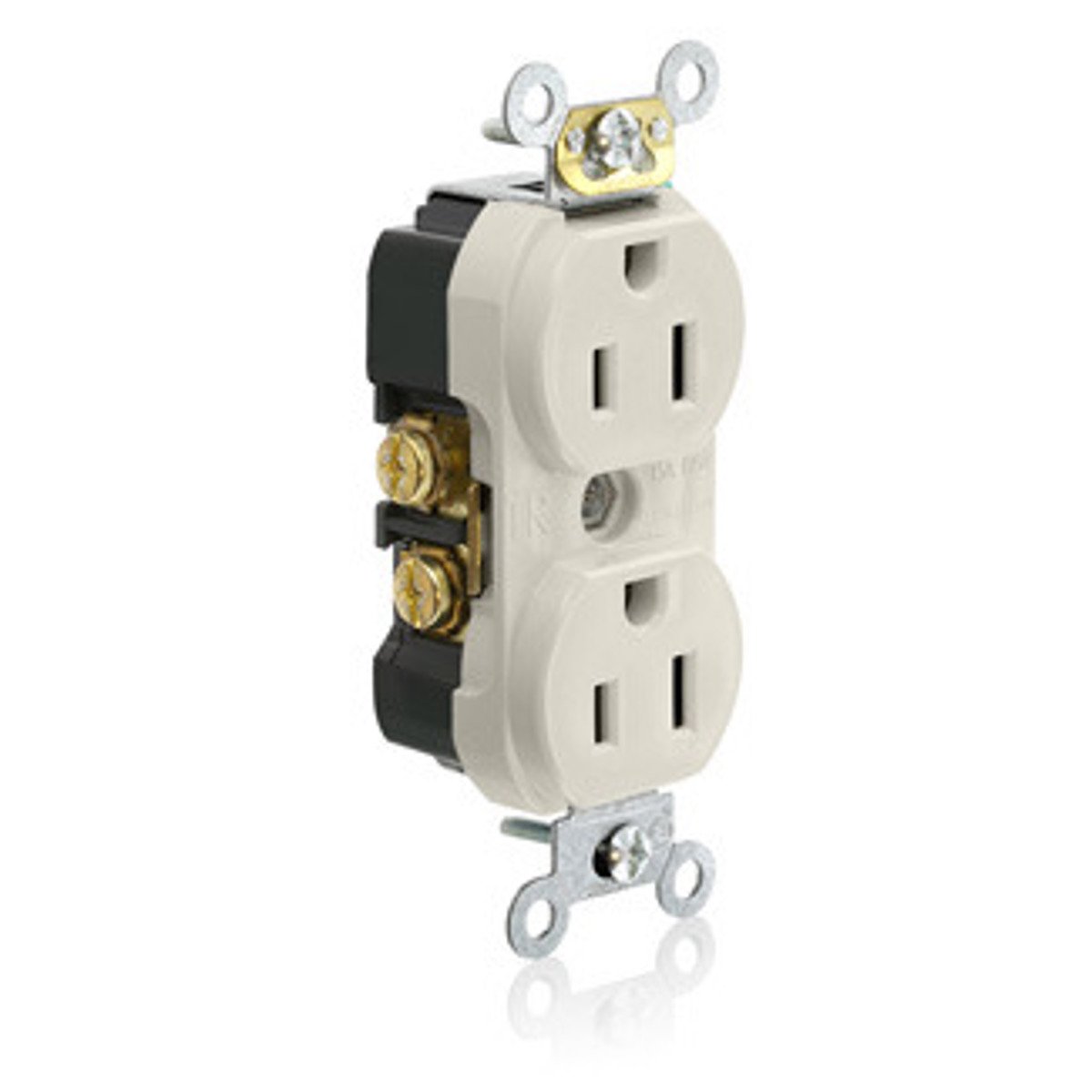 Leviton TBR15-T 15 Amp 125 Volt Narrow Body Duplex Receptacle Straight Blade NEMA 5-15R