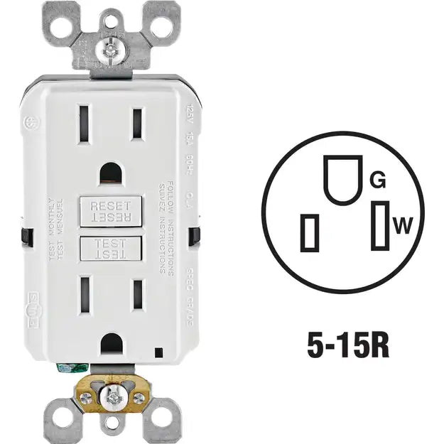 LEVITON Leviton RN2-GFTR1-0KW SmartLockPro Self-Test Tamper Resistant GFCI Outlet 15A 125V (1-Pack) LVTRN2GFTR10KW
