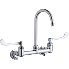 Elkay LK940GN05T6S Scrub/Handwash 8 Centerset Wall Mount Faucet w/5 Gooseneck Spout 6 Wristblade Handle 1/2 Offset Inlets+Stop