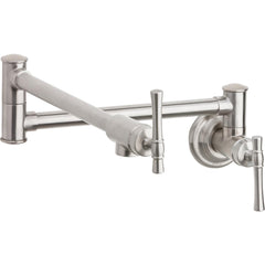 Elkay LKEC2091LS Explore Wall Mount Single Hole Pot Filler Kitchen Faucet with Lever Handles Lustrous Steel